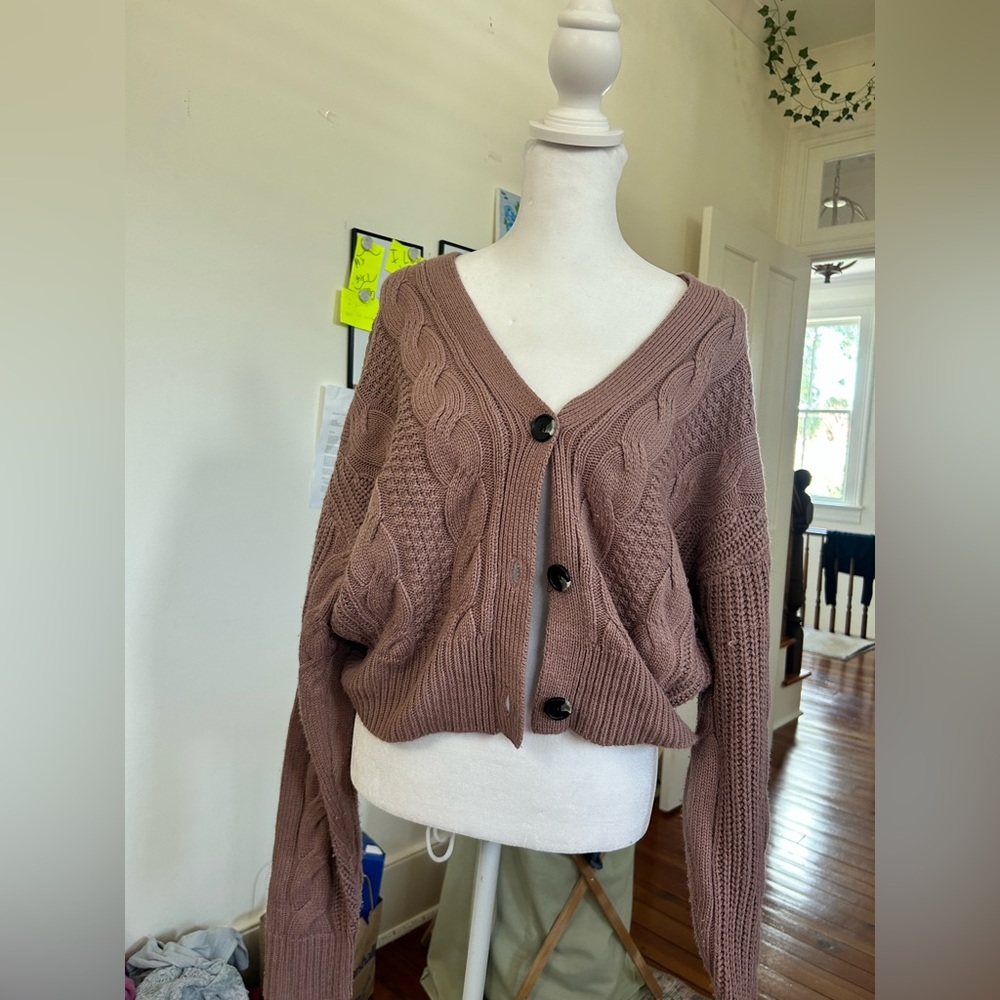 Purple knitted cardigan with aesthetic buttons #preppy #fall #winter